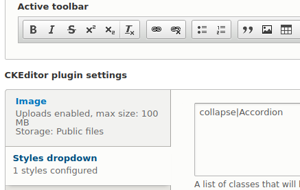 CKEditor accordion style configuration